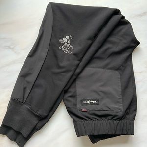 FIGS x Disney Mickey Mouse Embroidered Black Jogger Zamora Scrub Bottoms XS
